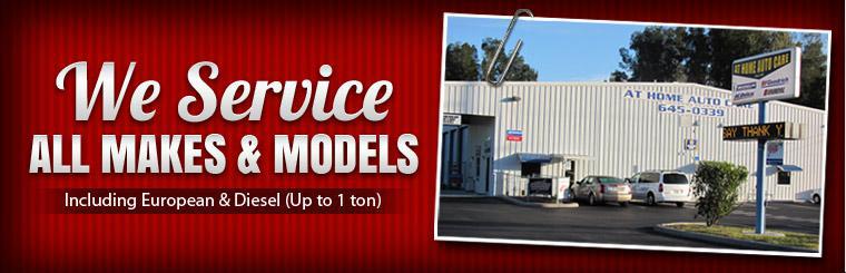 We service all makes and models, including European and diesel vehicles up to one ton. Click here to view the services we offer.